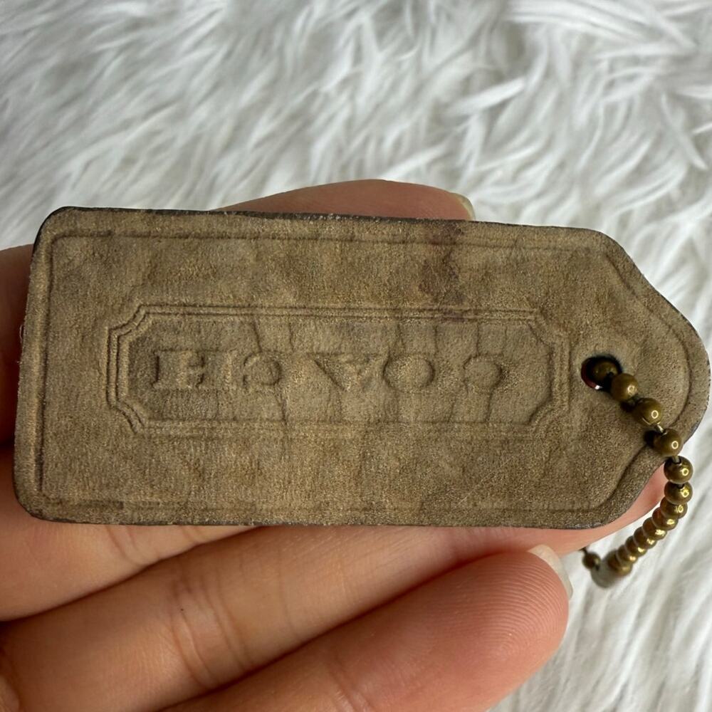 Vintage COACH y2k Nubuck Fob Bag Charm Hang tag Hangtag - Picture 2 of 2